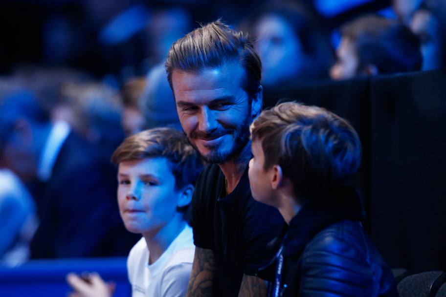 David con i figli Cruz e Romeo alle finali Atp a Londra nel novembre 2015 (Getty)